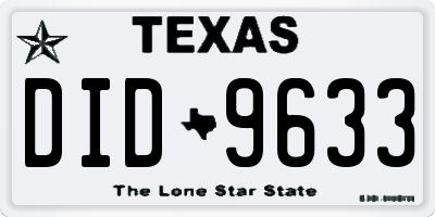 TX license plate DID9633