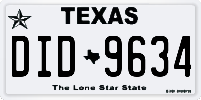 TX license plate DID9634