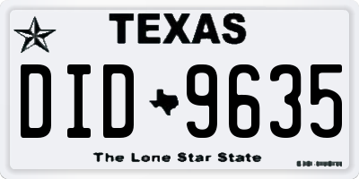 TX license plate DID9635