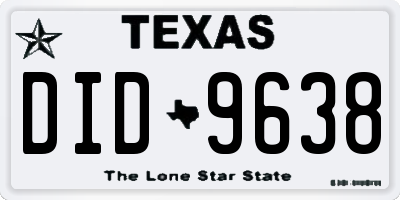 TX license plate DID9638