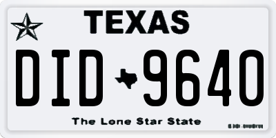 TX license plate DID9640