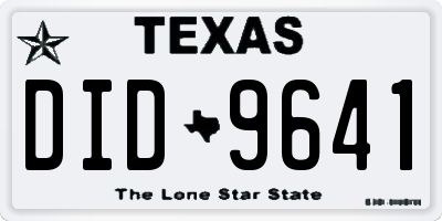 TX license plate DID9641
