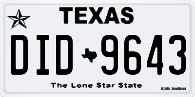 TX license plate DID9643