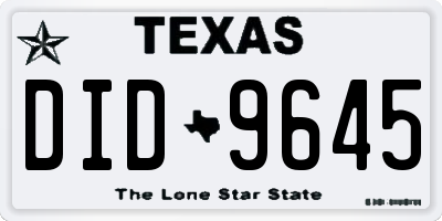 TX license plate DID9645