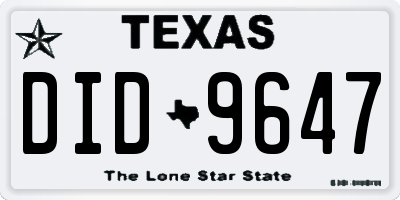 TX license plate DID9647