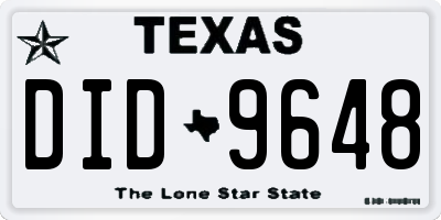 TX license plate DID9648