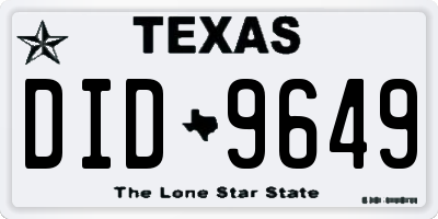 TX license plate DID9649