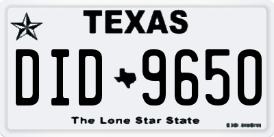 TX license plate DID9650