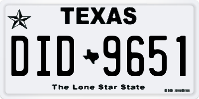TX license plate DID9651