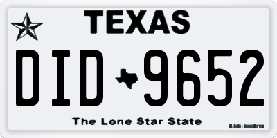 TX license plate DID9652