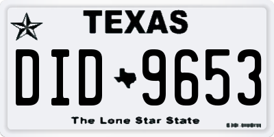 TX license plate DID9653