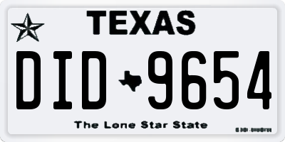 TX license plate DID9654