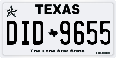 TX license plate DID9655