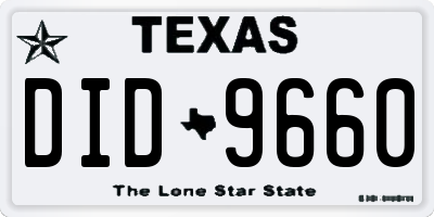 TX license plate DID9660