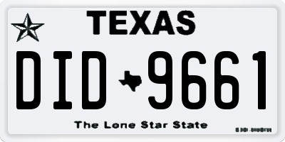 TX license plate DID9661