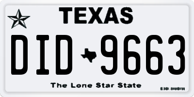 TX license plate DID9663