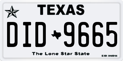 TX license plate DID9665