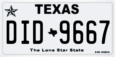 TX license plate DID9667