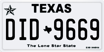 TX license plate DID9669