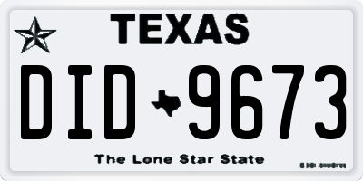 TX license plate DID9673