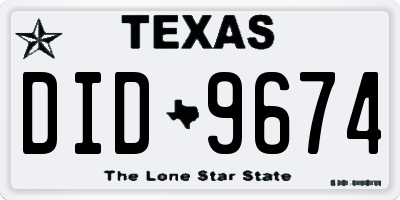 TX license plate DID9674