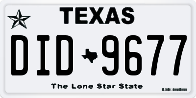 TX license plate DID9677