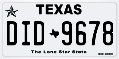 TX license plate DID9678