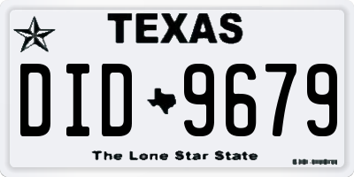 TX license plate DID9679