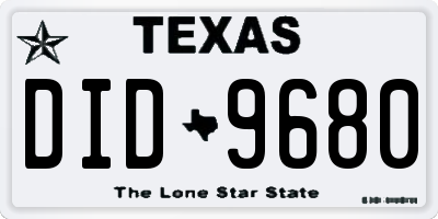 TX license plate DID9680