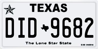 TX license plate DID9682