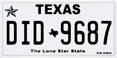 TX license plate DID9687