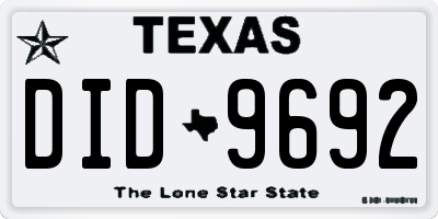 TX license plate DID9692
