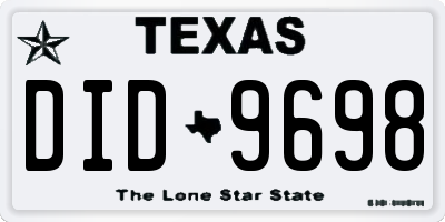 TX license plate DID9698