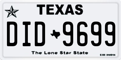 TX license plate DID9699