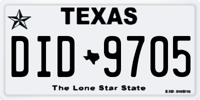 TX license plate DID9705