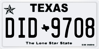 TX license plate DID9708