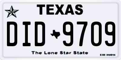 TX license plate DID9709