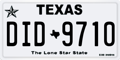 TX license plate DID9710