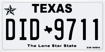 TX license plate DID9711