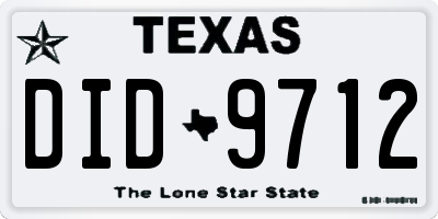 TX license plate DID9712
