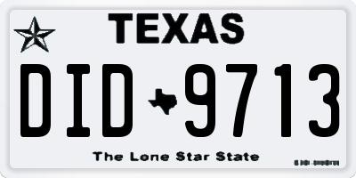 TX license plate DID9713