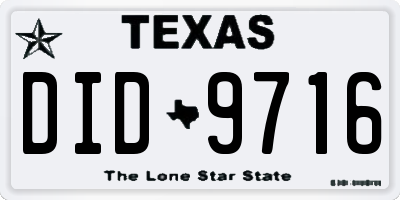 TX license plate DID9716