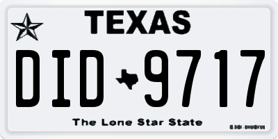 TX license plate DID9717