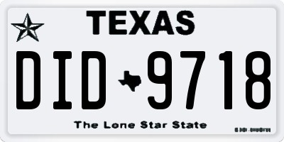 TX license plate DID9718