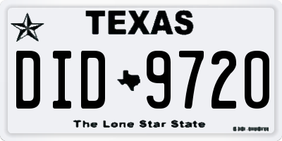 TX license plate DID9720