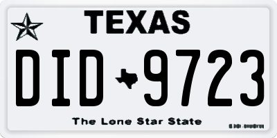 TX license plate DID9723