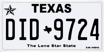 TX license plate DID9724