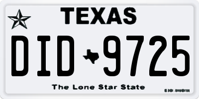 TX license plate DID9725