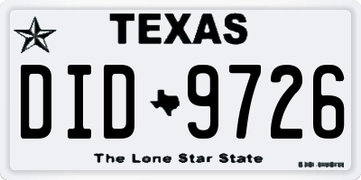 TX license plate DID9726