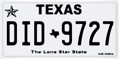 TX license plate DID9727